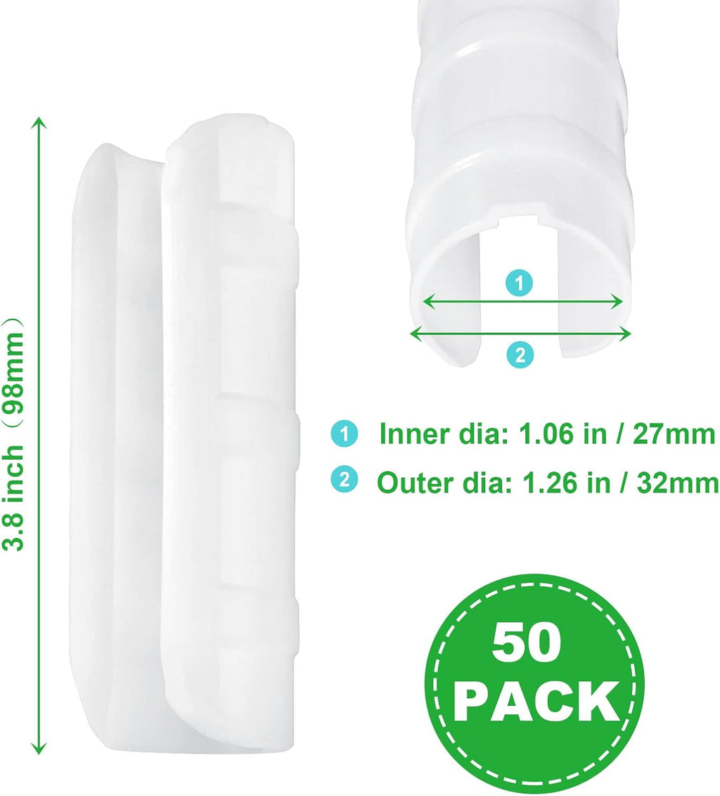 50 PCS 1 inch Greenhouse Clamps Clips White ABS Snap Clamp Tube Clip Garden Buildings Tube Clip for Greenhouse Film, Sunshade Nets, Frame Shelters (Inner dia: 1 in & Outer dia: 1.26 in)