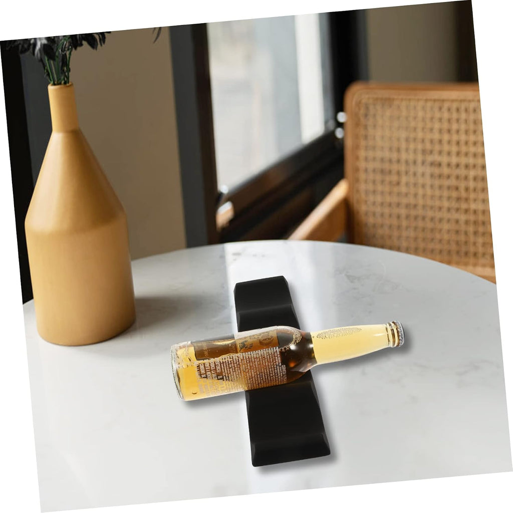 SOLUSTRE 2pcs Non-Slip Silicone Wine Bottle Tray Stackable Modern Wine Holder for Home and Bar Black Bottle Organizer Design for Easy Storage