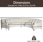 Legend Vansen Semicircle Modular Curved Velvet Sectional Sofa,141.34”Oversized Arc Sofa,Modern Cloud-Like Deep Seat Couch for Living Room Apartment Office Conference Space (2, Cream)