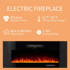 AMERLIFE Wall Unit Entertainment Center with 40" Electric Fireplace, Includes 80" Floating Fireplace TV Stand, 2 x Wall Cabinets, Modern LED Light Media Console Table for Living Room, Black