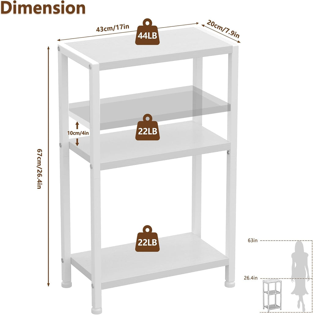Heybly Small Narrow Side Table for Small Space, Thin Bedside Table, Skinny End Table, Slim Sofa Table, 26.4" Tall Nightstand, Couch Table for Living Room, Bedroom, Study, Balcony, White, HET006WT1
