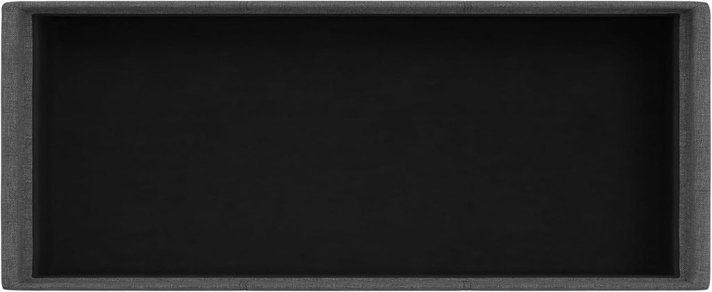 SIMPLIHOME Avalon 42" Wide Linen Look Fabric Storage Ottoman in Slate Grey
