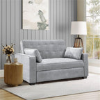 Serta Ainsley 66.5" Convertible Sleeper Loveseat, Full Size, Dreamcoil Comfort, Soft Woven Fabric, Light Grey