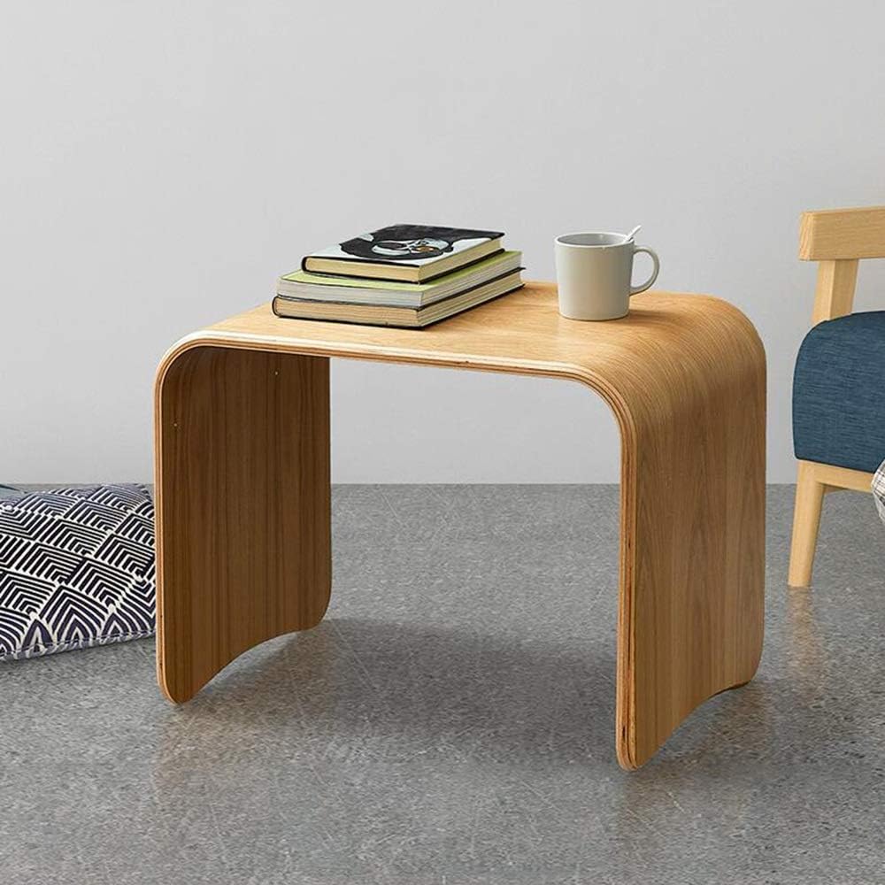 U-Shaped Side Table, Natural Edge End Table, Wood Side Table, Solid Wood End Table for Couch, C Shaped Mini Sofa Side Table for Small Narrow Spaces, Sofa Laptop Side Table, 3 Colors(White Oak)