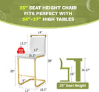 Bar Stools Set of 3,Gold Bar Stools with Back,25" White Island Chairs with Gold Chrome Plated Metal Leg,Faux Leather Counter Height Barstools for Pub Kitchen Counter