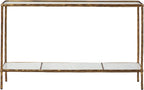 Signature Design by Ashley 52" Glass & Marble Narrow Console Sofa Table | Mid-century modern entryway accent, Glass & genuine marble shelves, Antiqued brass frame, Ryandale Series