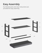 SONGMICS Shoe Bench, Storage Bench, Entryway Bench with Cushion, Shoe Shelf with Seat, Space-Saving, Modern Style, for Living Room, Bedroom, Hallway, Dark Gray and Ink Black ULBS57GYZ