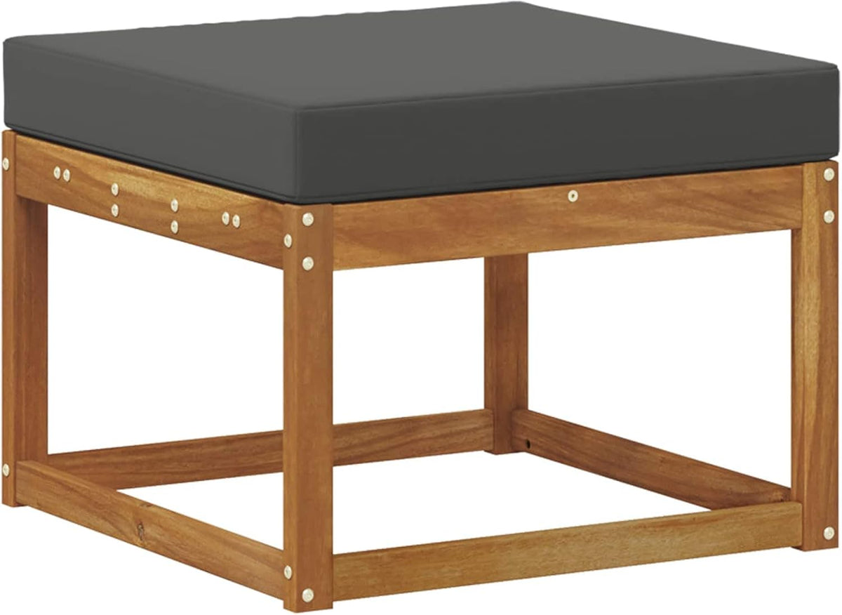 Solid Acacia Wood Outdoor Footstool with Modern Slatted Design, Versatile Modular Ottoman for Patio, Garden, and Backyard Seating Arrangements