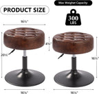 Velvet Tufted Makeup Chair, 360° Swivel Adjustable Vanity Chair Ottoman Stool Vanity Stool for Bedroom Modern Accent Chairs Big Size Stools for Living Room Bathroom, PU, Darkbrown