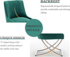 Kitchen Dining Chairs Set of 4,Accent Modern Upholstered Velevt,Contemporary Tufted Metal Chairs with X-Shaped Sliver Legs for Dining Room,Living Room, Reception Room(Dark Green)