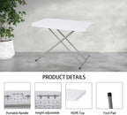 30 Inch - Small Desk Adjustable Height TV Tray for Laptop,Couch, Camping - Heavy Duty Utility Foldable Table for Small Spaces, Portable White Granite Folding Table