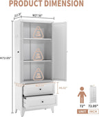Hassyee White Metal Kitchen Pantry Cabinet Adjustable Storage with 4 Shelves (110lb Capacity), Heavy Duty Freestanding Pantry Organizer for Kitchen,Pantry, Living Room (White)