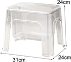 Step Stool Footstool Storage Ottoman Shoe Changing Stool for Laundry Household Bedroom, Clear