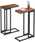 Simple Trending C Shaped Side Table, End Table Set of 2, Sofa Couch Table TV Tray for Living Room, Small Space, Rustic Brown