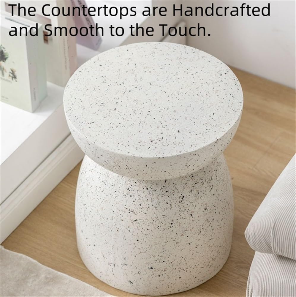 Multi-Functional Simple Sofa Side Table Faux Terrazzo Garden Stool Plant Table Small Coffee Table for Living Room Garden Long Lasting