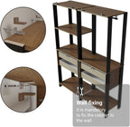 Madesa Kitchen Pantry Storage Rack with 4 Drawers, 5 Shelves and Hanging Space 55" L Multiuse Modular Cabinet for Kitchen Organization - Black/Brown