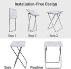 Garden 4 you Tv Trays, Folding Tray Table, Dinner Tray Table with No Assembly Required&Sturdy, Foldable Snack Eating Trays Table for Living Room, 15 x 18.9 x 26 in(White Marble,1PC)