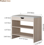 Shoe Bench with Cushion, 2 Tiers Shoe Bench with Flip-Top Storage, 23.6" Shoe Rack Organizer with Adjustable Shelves for Entryway, Hallway, Bedroom, Living Room (Natural Oak)