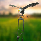 Red Carpet Studios Garden Stake Metal Rocker Gardening Yard Art, 58.5" Tall with 38" Wingspan, Bald Eagle