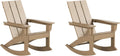 WestinTrends Ashore Patio Rocking Chairs Set of 2, All Weather Poly Lumber Plank Adirondack Rocker Chair, Modern Farmhouse Outdoor Rocking Chairs for Porch Garden Backyard and Indoor, Weathered Wood