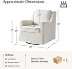 HULALA HOME Farmhouse Swivel Rocker Chair with Washable Slipcover, Ivory
