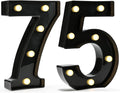 Pooqla Decorative Led Light Up Number Letters, Black Plastic Marquee Number Lights Sign for 75th Birthday Party Wedding Decor Battery Operated Black Decoration 75
