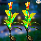 Veesee Solar Garden Lights - Outdoor Stake Lights with Calla Lily Design, Decorative for Lawn, Yard, Patio & Landscape (White, 2Pack)