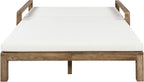 Merax Acacia Wood Outdoor Daybed Sofa, Farmhouse Patio Sun Lounger with Adjustable Backrest, High-Density Cushions & Removable Wheels, Weather Resistant for Garden, Poolside, Backyard, Beige