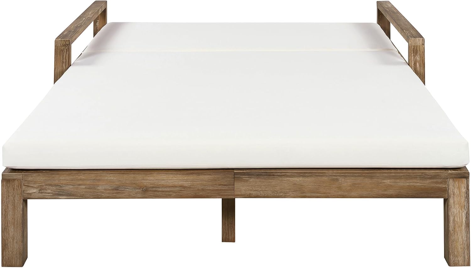 Merax Acacia Wood Outdoor Daybed Sofa, Farmhouse Patio Sun Lounger with Adjustable Backrest, High-Density Cushions & Removable Wheels, Weather Resistant for Garden, Poolside, Backyard, Beige