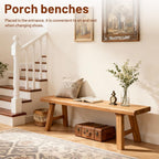 Wood Bench Indoor Farmhouse Skinny Entryway Bench Hallway Foyer with Sturdy | Rustic Indoor Bench End of Bed, Norrow Solid Wood Benches for Bedroom Living Room 31.4 x10.2 inch