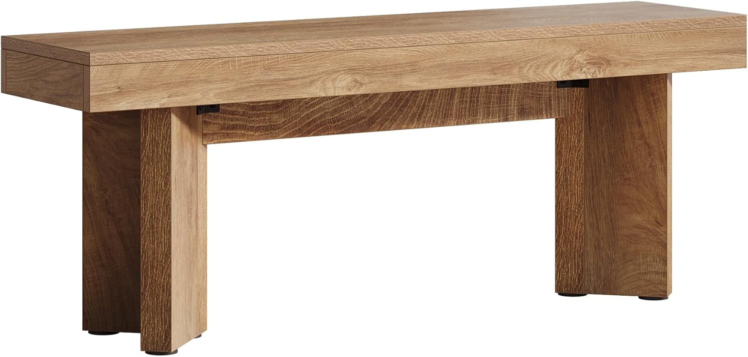 Tribesigns 47" Wooden Entryway Bench, Farmhouse Indoor End of Bed Bench, Long Table Benches Seat for Bedroom, Hallway, Foyer, End of Bed (Rustic Brown)