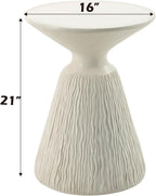 ø16'' Faux Concrete Cement Round Side Table End Table for Living Room, Modern Contemporary Minimalist White Finish Style, Fiber Concrete Material, No Assembly, White