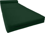 D&D Futon Furniture Sleeper Chair Folding Foam Bed, Portable Studio Guest Sofa Beds 6 x 36 x 70 Hunter Green