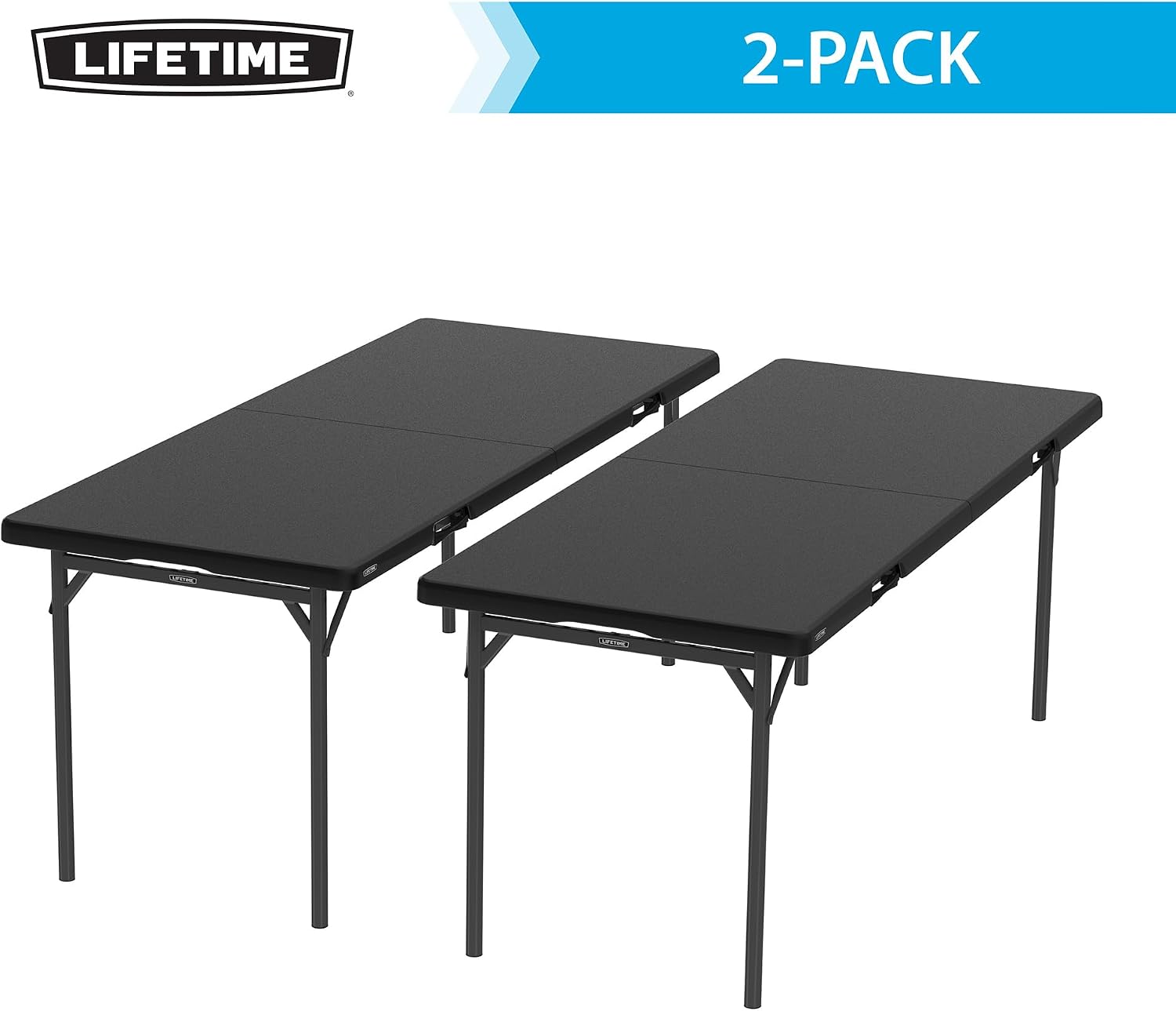 Lifetime 6-Foot Fold in Half Table, 2-Pack, Commercial, Black