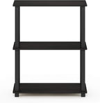 Furinno Turn-S-Tube 3-Tier Compact Multipurpose Shelf Display Rack with Square Tube, Espresso/Black
