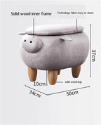 19.6-Inch Multi-Functional Footstool, Entryway Storage Stool, Unique Pig Design, Suitable As A Decoration for Hallways and Living Rooms. (Gray)
