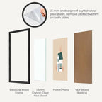 Opposite Wall - 16x20 in - Black Solid Oak Wood Picture Frame - Lightweight, Versatile & Shatterproof - Wall Hanging Poster - Wall Decor for Office, Gallery & Home - 2 Pack