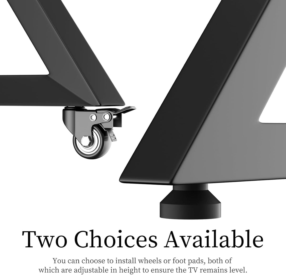 Mobile TV Stand for 65-100 Inch TVs, Holds Up to 220 lbs,Walnut | Height Adjustable Rolling TV Stand with Large Wooden Shelves and Wheels, VESA 800×600mm, VC-Z1188