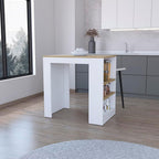 Kitchen Island with 3-Side Shelf and Counter Height Table Top | 3-side shelf design with counter-height table top for kitchen use