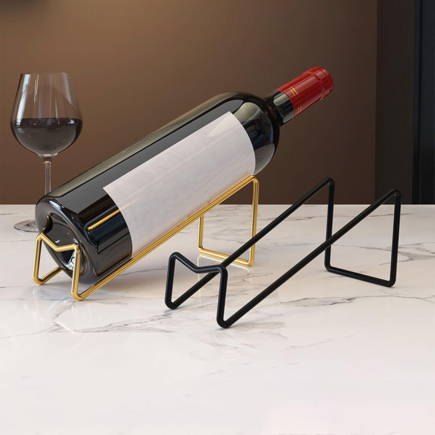 Wine Rack Metal Countertop Wine Rack, Iron Wine Bottle Holder & Beer Shelf Modern Wine Storage Organizer for Home Bar Decor Vertical Display Stand for Champagne & Drinks Sturdy & Elegant Des