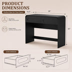 Vanity Desk, Makeup Vanity Desk with 2 Drawers and Storage Desktop Space | Modern Makeup Vanity Dressing Table with Curved Profile Design, Black Makeup Computer Writing Desk for Home Office Bedroom