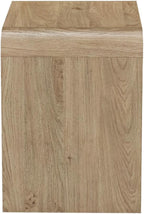Benjara Maria Side End Table- Drawer and Waterfall Style- Beige Wood 22 Inch