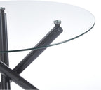 40'' Round Glass Dining Table,Modern Kitchen Table for 2-6 People,Dining Room Table with Tempered Glass Top and Metal Legs,Leisure Tea Coffee Table for Living Room,Dining Room (Black-4)