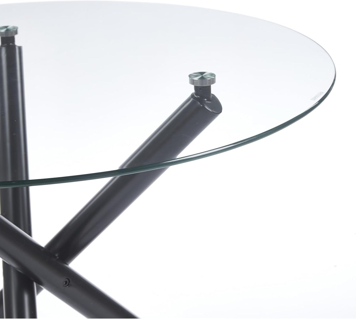 40'' Round Glass Dining Table,Modern Kitchen Table for 2-6 People,Dining Room Table with Tempered Glass Top and Metal Legs,Leisure Tea Coffee Table for Living Room,Dining Room (Black-4)