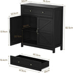 Semiocthome Farmhouse Sideboard Buffet Cabinet with Storage and Adjustable Shelf, Accent Table with Barn Door, Storage Cabinet for Kitchen, Dining Room, Bathroom, Entryway - Black
