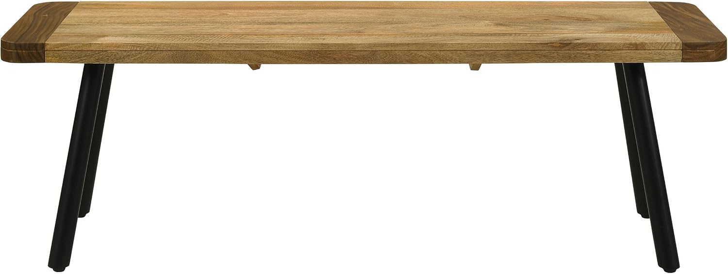 Coaster Home Furnishings - Maverick - 53-Inch Wood Dining Bench - Rustic Farmhouse Style with Mango & Sheesham Wood Top, Black Iron Legs - Dining Room, Kitchen - Natural Mango & Black - 123043