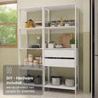 Madesa Kitchen Pantry Storage Rack with 2 Drawers and Open Shelves 51" L Multiuse Modular Cabinet for Kitchen Organization - White