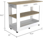 Nadina 4-Door 2-Drawer 2-Piece Kitchen Set, Kitchen Island and Kitchen Pantry White and Light Oak