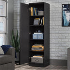 Pemberly Row Engineered Wood Single Door Pantry, 70.945 in H x 18.819 in W x 17.087 in D, Raven Oak Finish, Adjustable Shelves and Reversible Door, Kitchen or Dining Room Storage Cabinet
