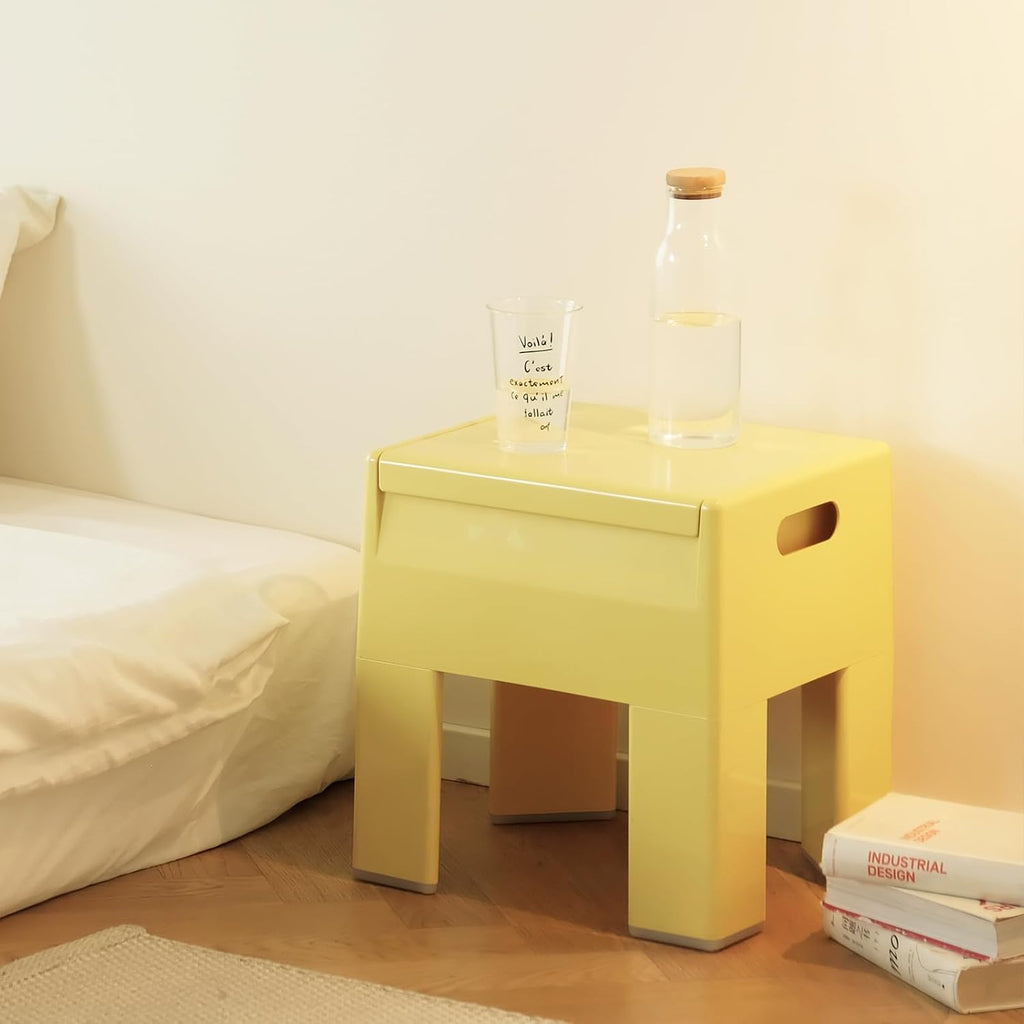 Colorful ABS Plastic Nightstand Detachable Storage Side Table Stool | Tool-Free Assembly, Eco-Friendly Plastic, Detachable Legs, 230 Lbs Load, Bedroom, Living Room, Bathroom, Outdoor & Pool Use